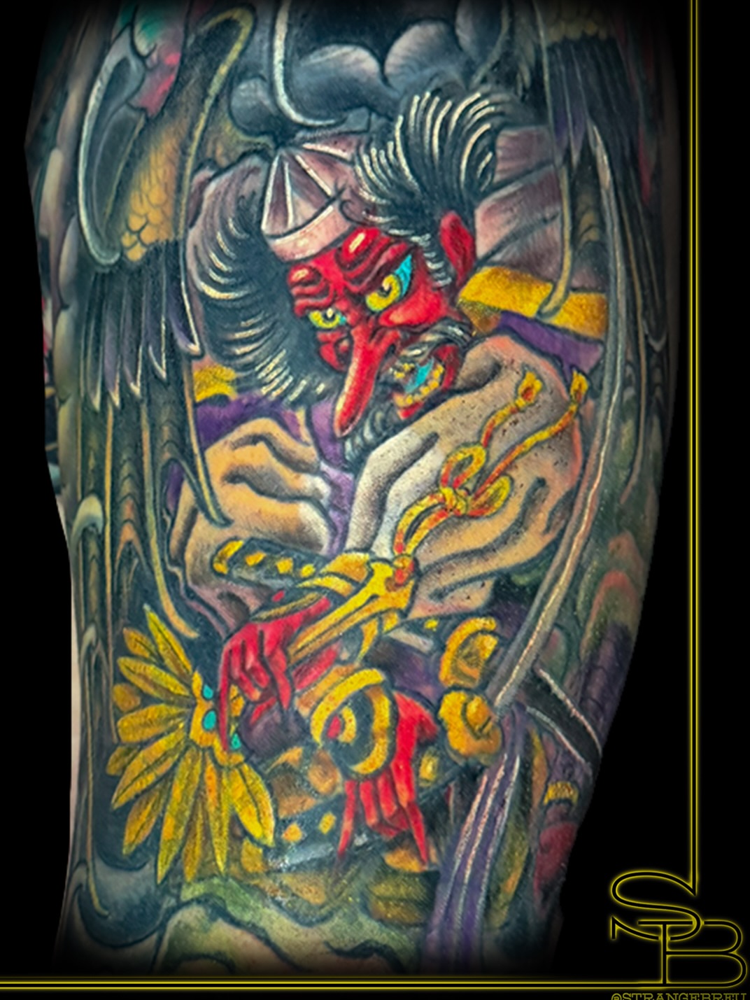 Demon American traditional tattoo on the forearm by Chris Breuer, Asbury Park, New Jersey
