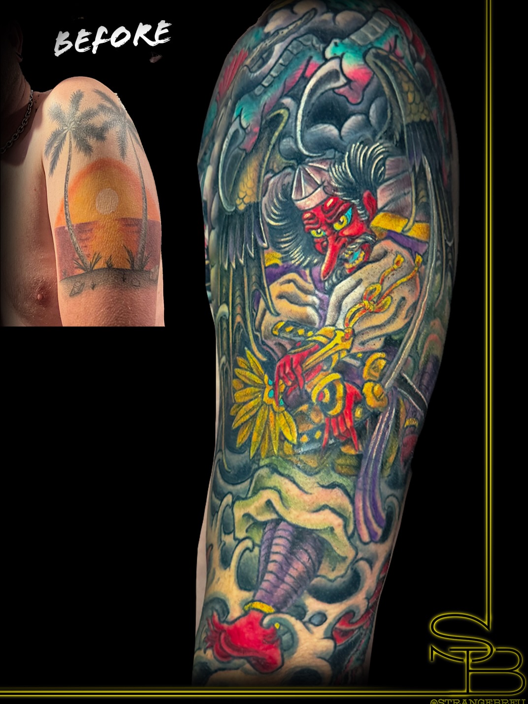 Japanese demon japanese irezumi tattoo on the forearm by Chris Breuer, Asbury Park, New Jersey