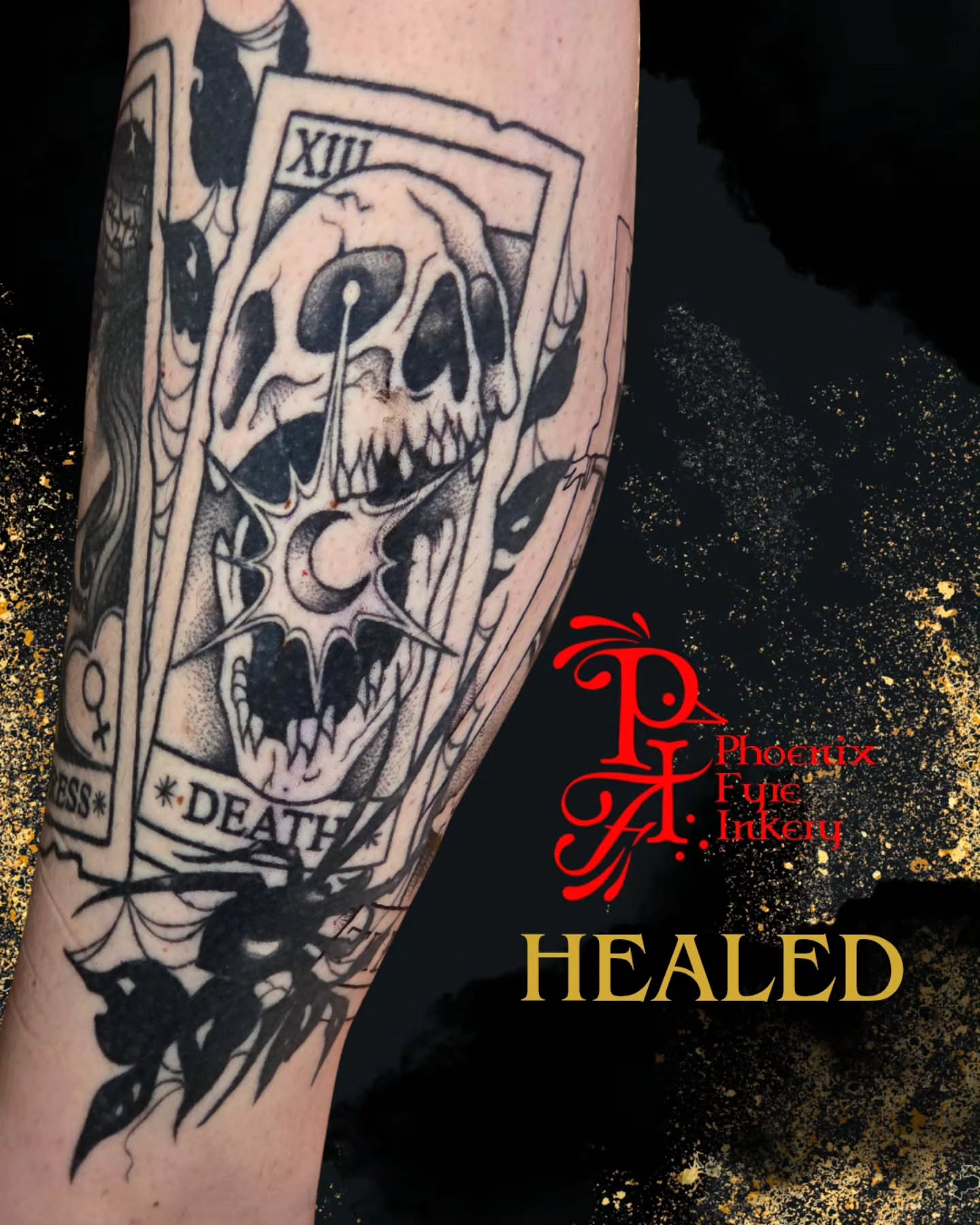 Tattoo by @phoenixfyreinkery — black_and_grey, dark_realism