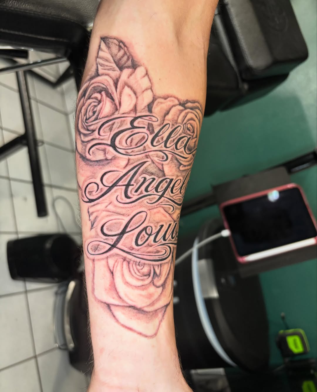 Tattoo by @tankgurl_tattoos — black_and_grey, realism