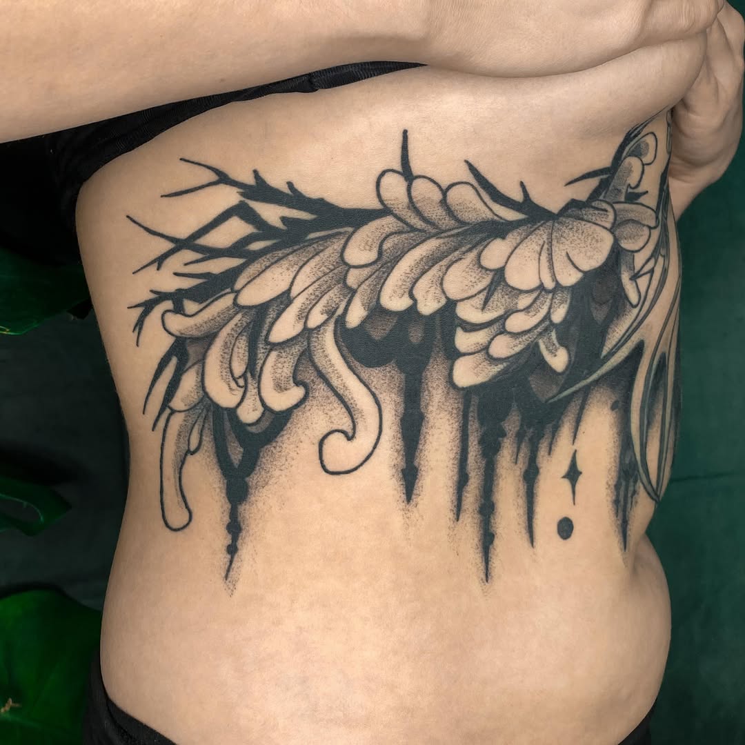 Tattoo by @gitta_mikk_tattoo — black_and_grey, dotwork