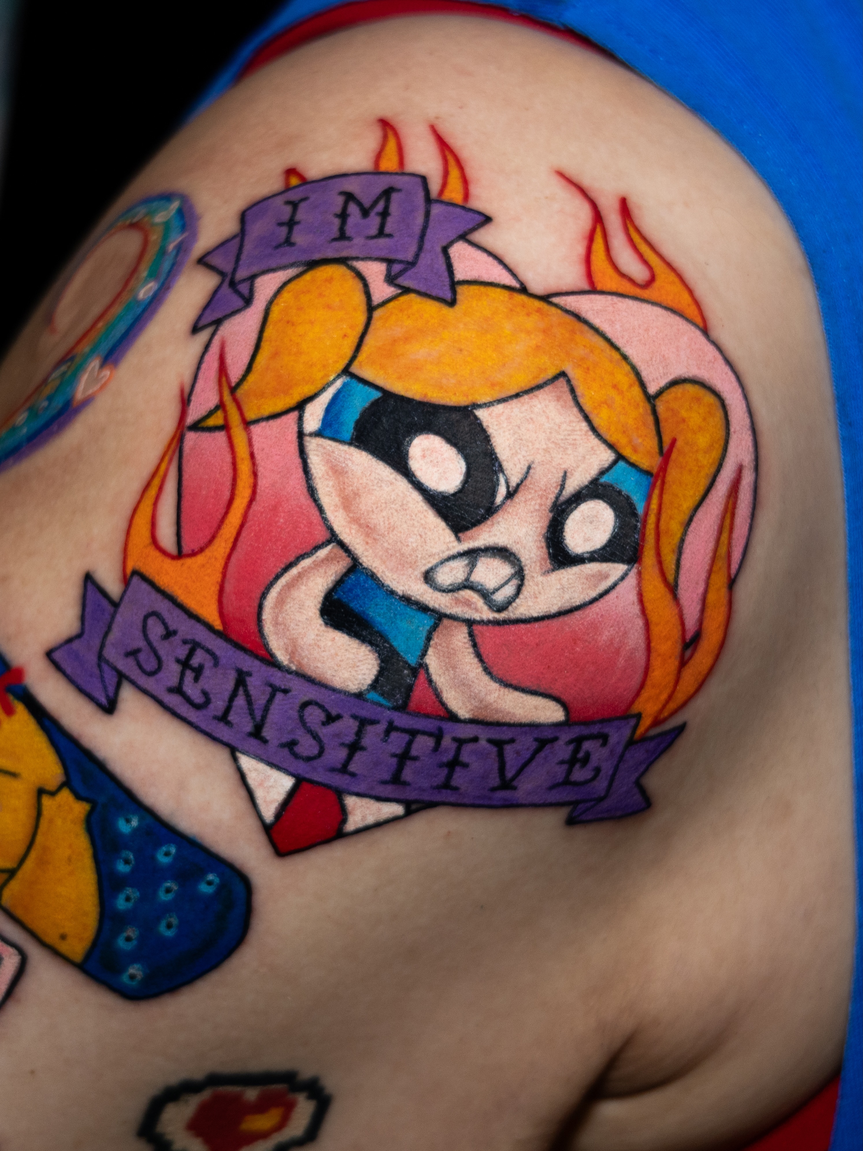 Powerpuff girl anime tattoo on the shoulder by Tracci King