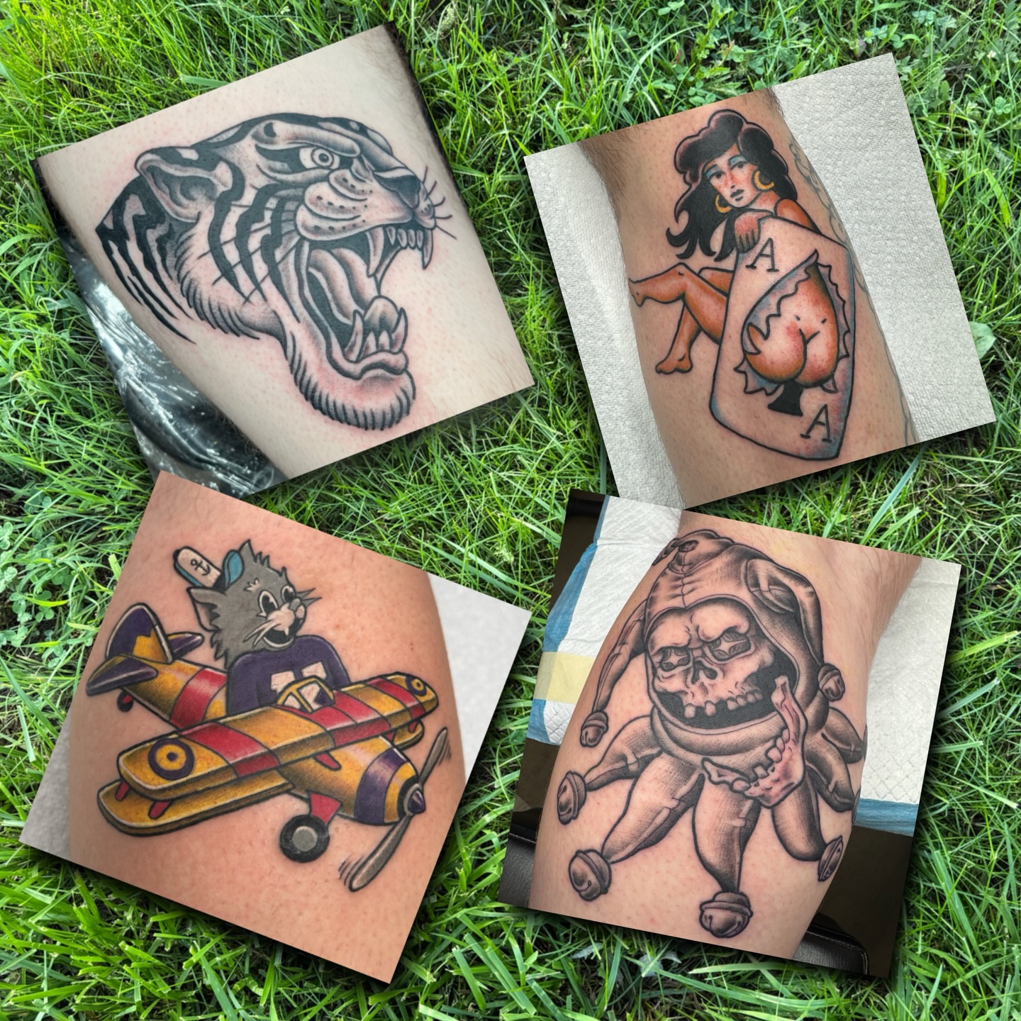Tiger head American traditional tattoo on the forearm by Joel Smith, Manhattan, Kansas