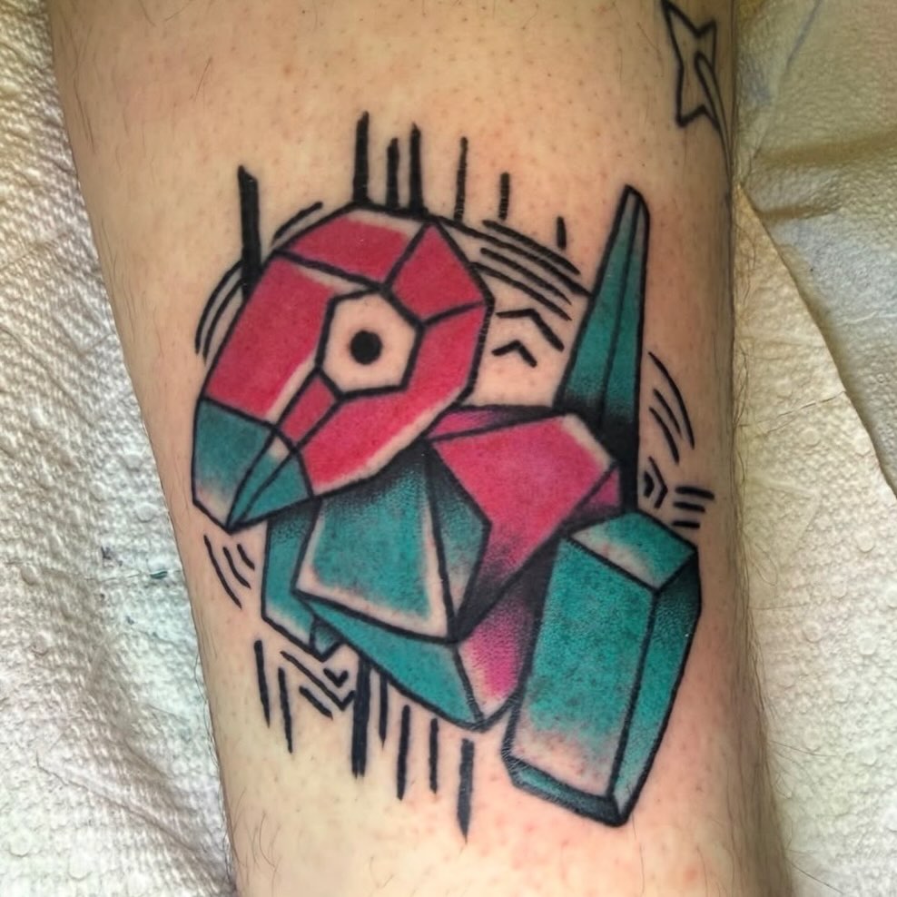 Geometric robot geometric tattoo on the forearm by π Erin Stephens π€