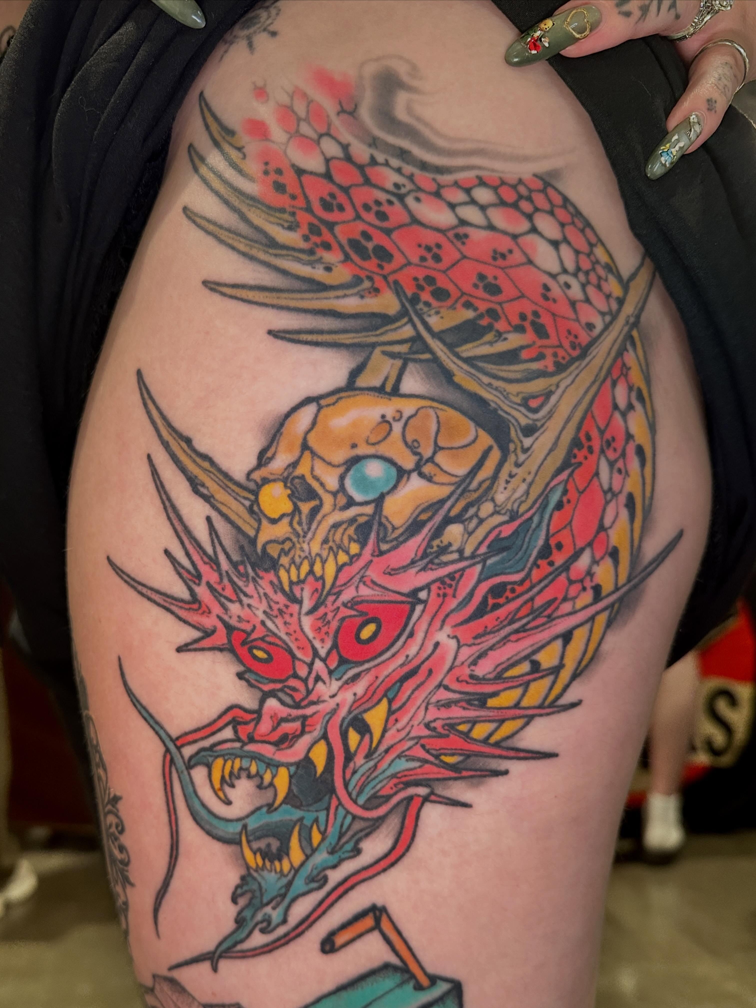 Tattoo by @r_goodkind — japanese_irezumi, dotwork