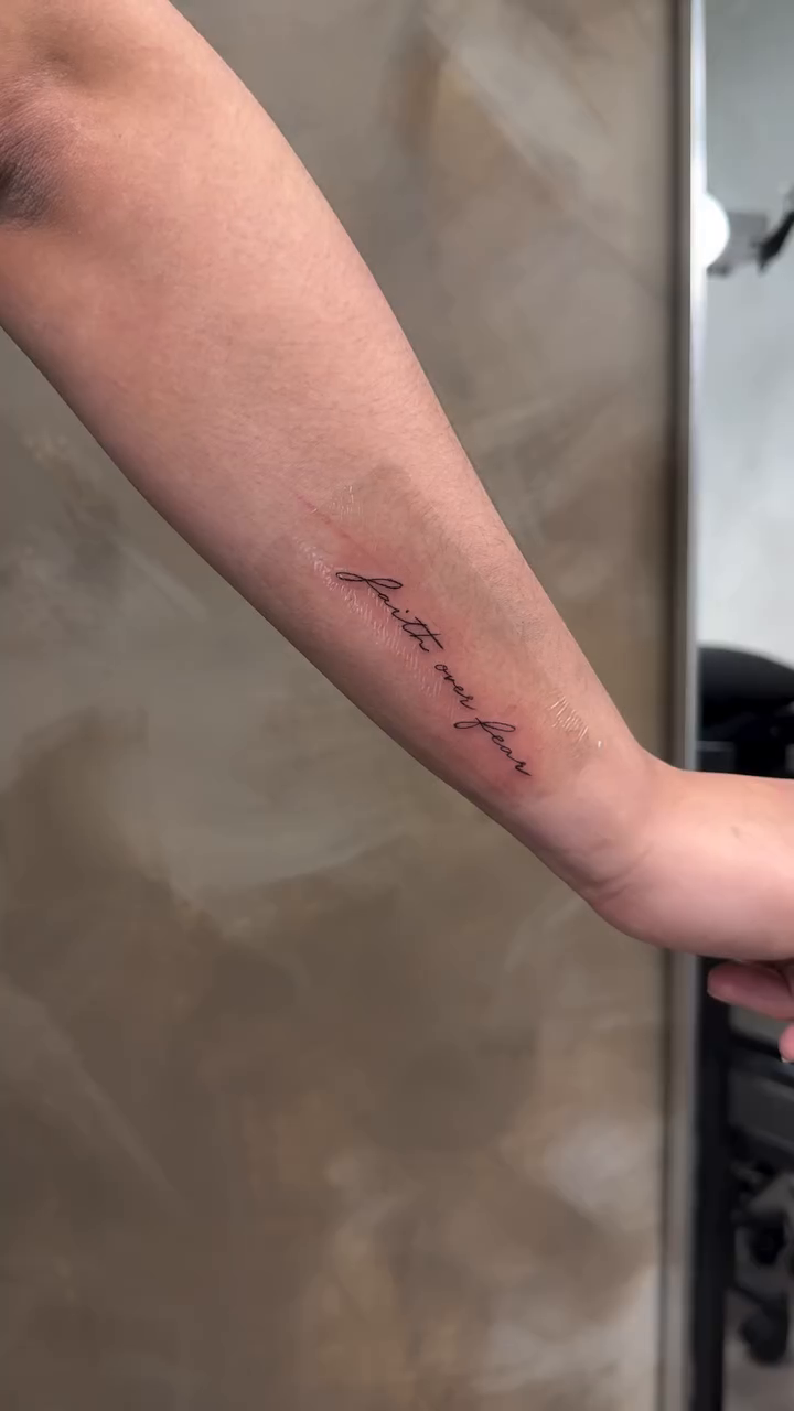 Tattoo by @enhancelevate — lettering_script, fine_line