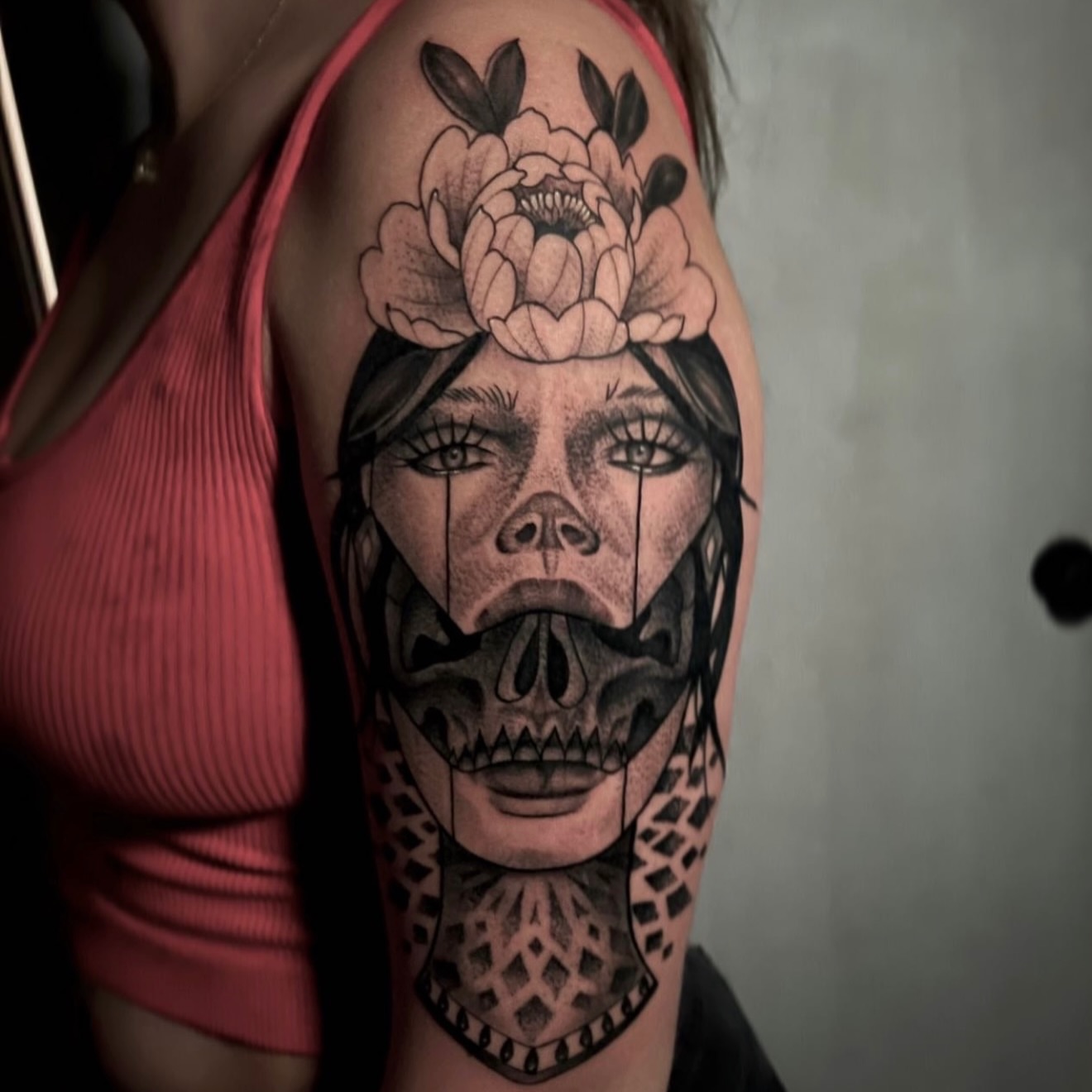 Tattoo by @kmoore_tattoos — black_and_grey, realism