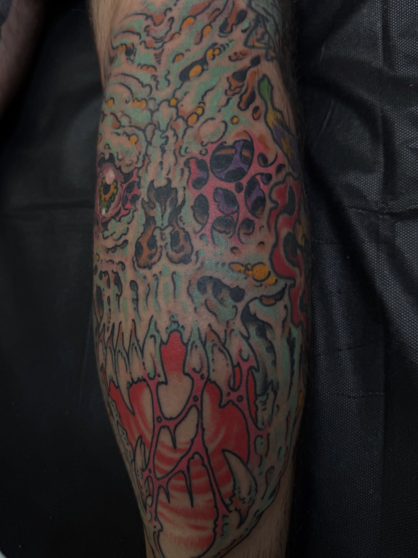 Abstract design new school tattoo on the forearm by J Ranno, Richmond, Virginia