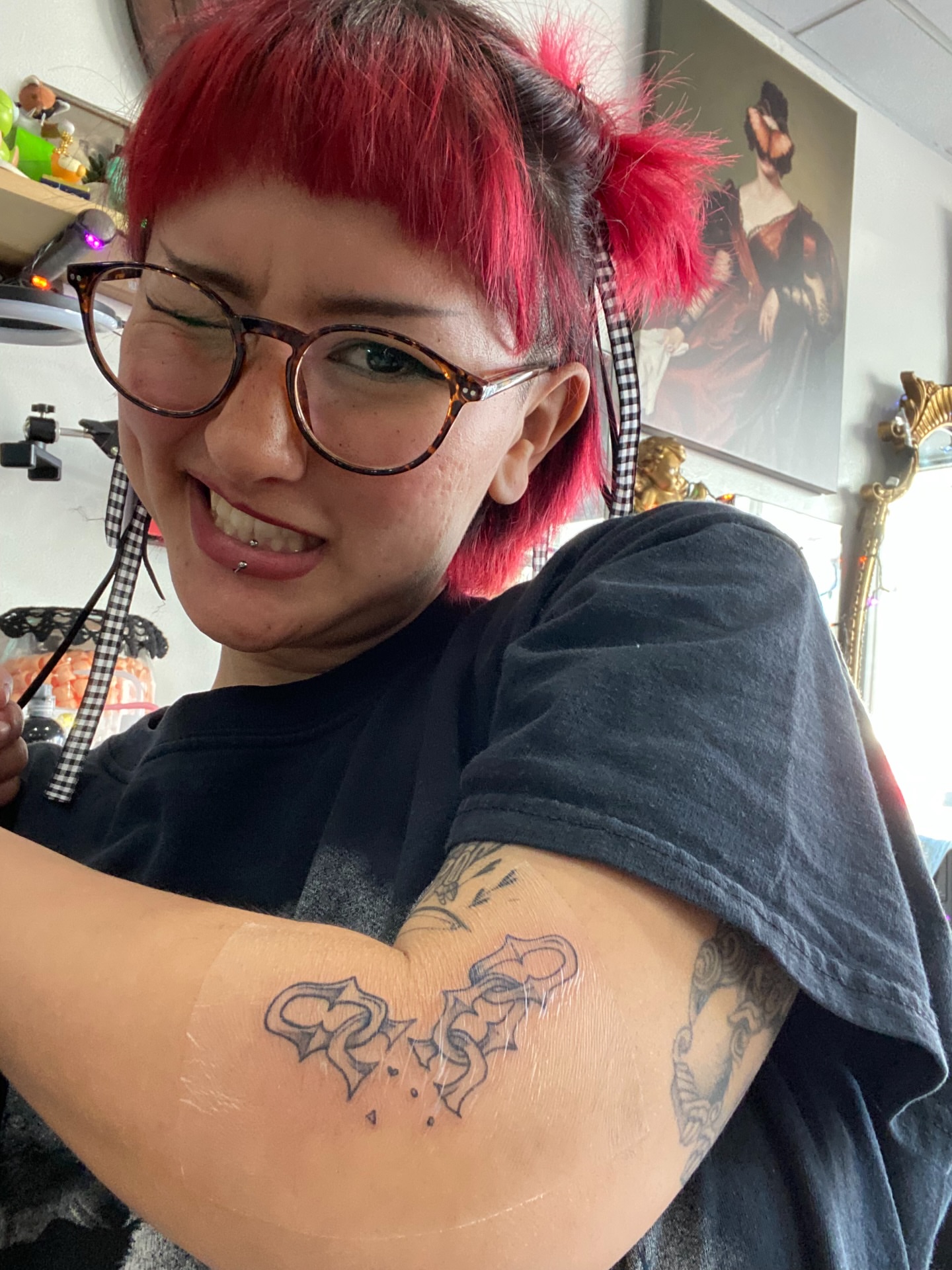 Bat American traditional tattoo on the forearm by Chloe Shay