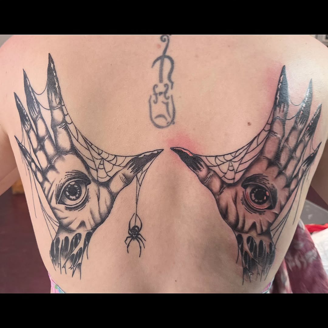 Tattoo by @katconiglioart — black_and_grey, dark_realism