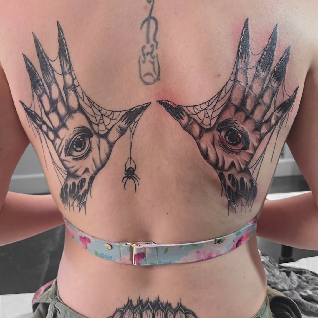 Tattoo by @katconiglioart — black_and_grey, dark_realism