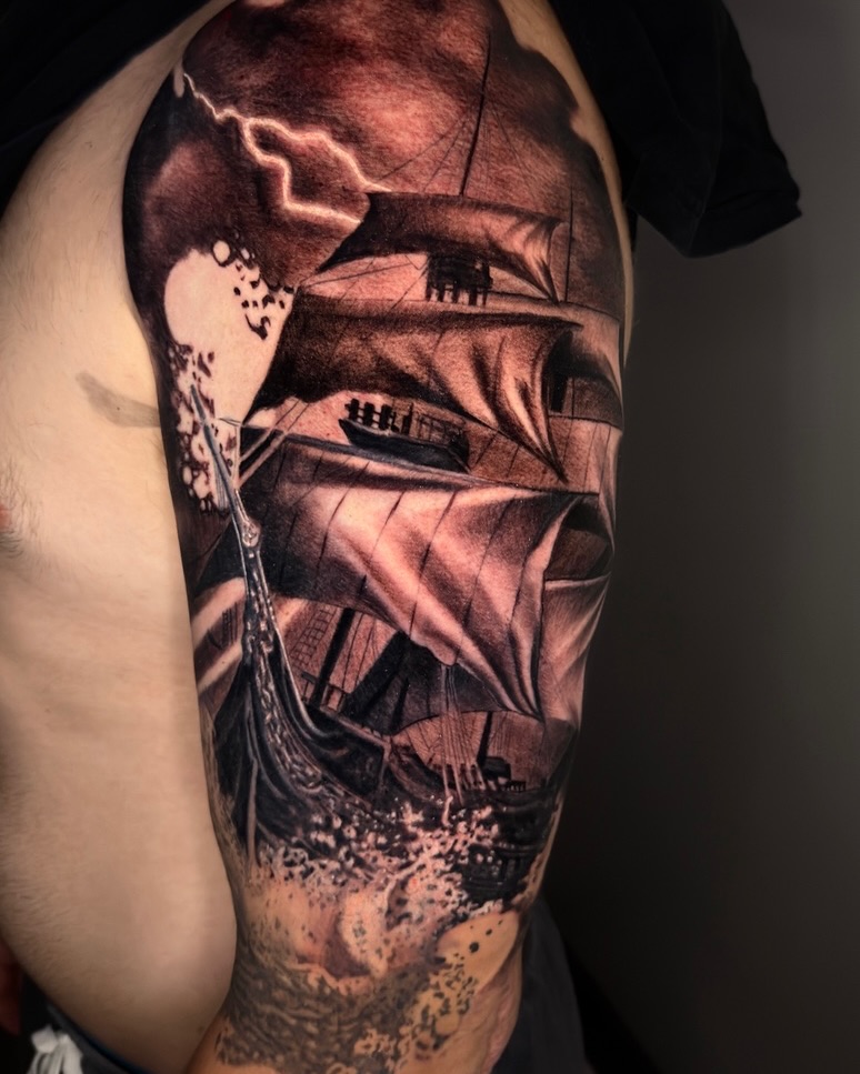 Tattoo by @fishbonestattoo — realism, dark_realism
