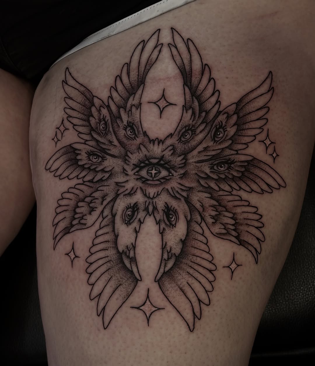 Tattoo by @pourriink — black_and_grey, dark_realism