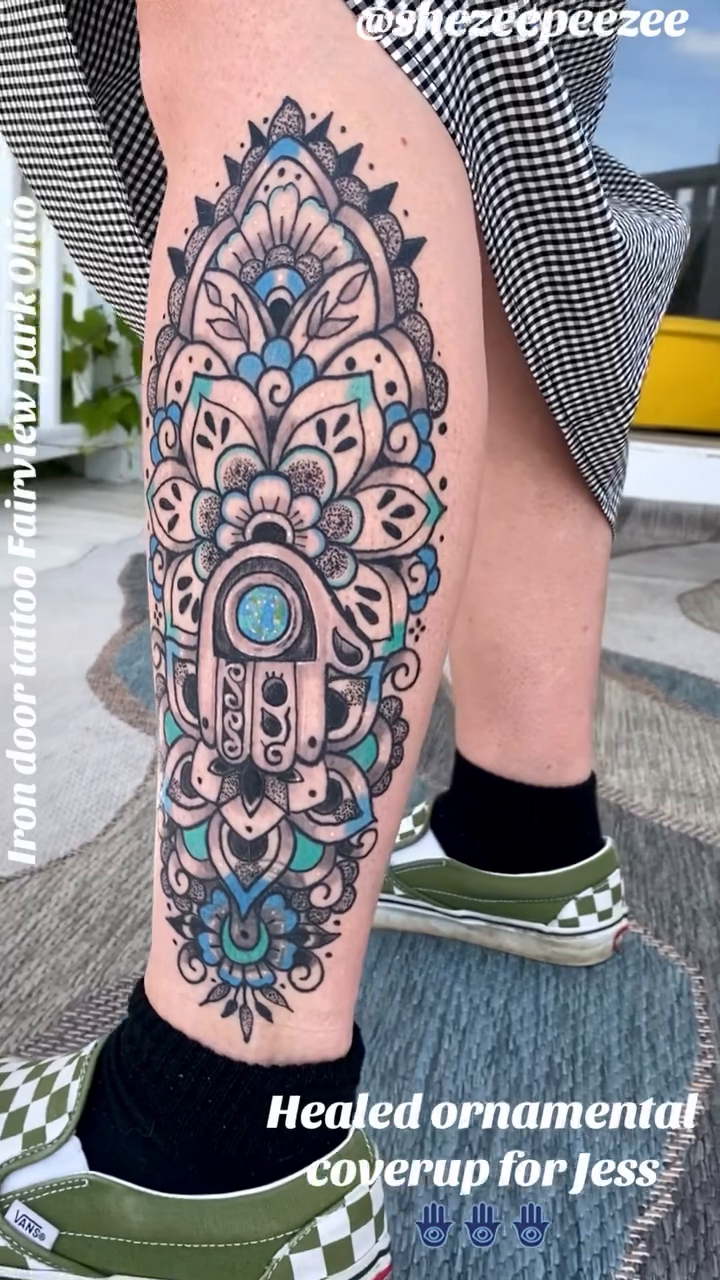 Ornamental hamsa mandala ornamental tattoo by Sheila Asbury 💲