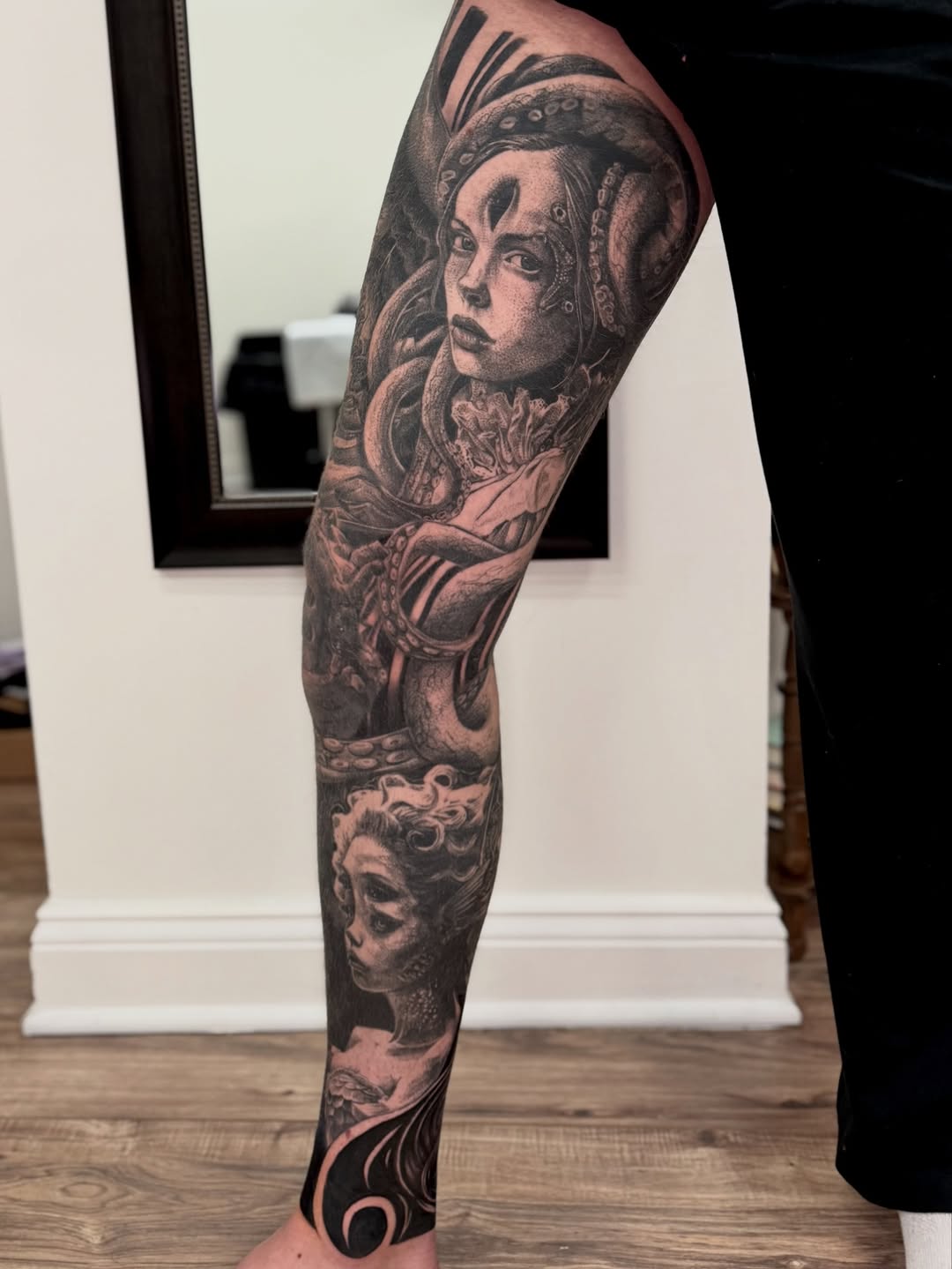 Medusa and siren realism tattoo on the forearm by Kody Miller Tattoos 📍Kansas City MO Tattoo, Kansas City, Missouri