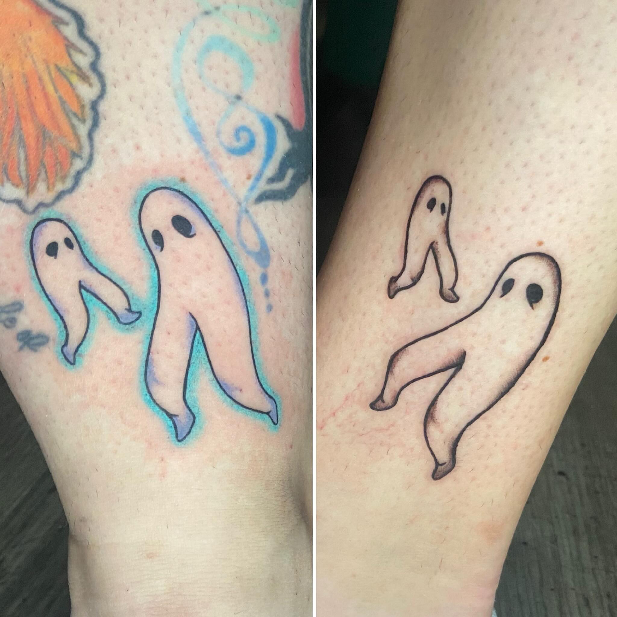 Ghosts dotwork tattoo on the forearm by โ๏ธ ๐๐ฎ๐ฐ๐ธ๐ถ๐ฒ โ๏ธ