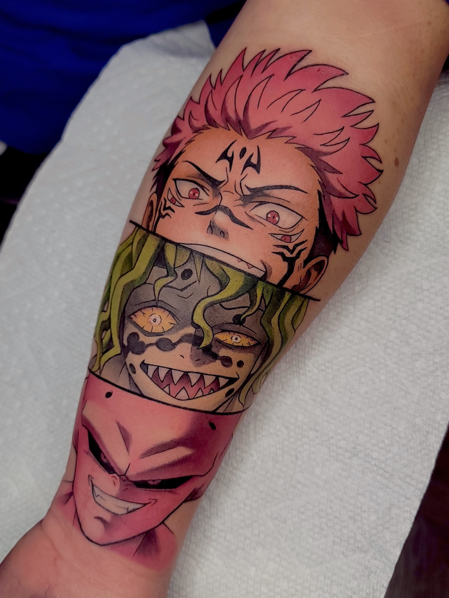 Tattoo by @scarpo — anime, dotwork