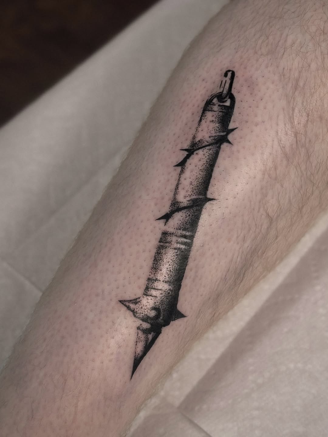 Tattoo by @laikatats — black_and_grey, dotwork