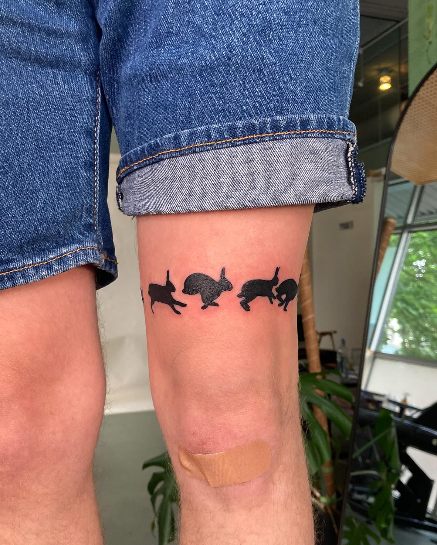 Rabbits black and grey tattoo on the forearm by james <3