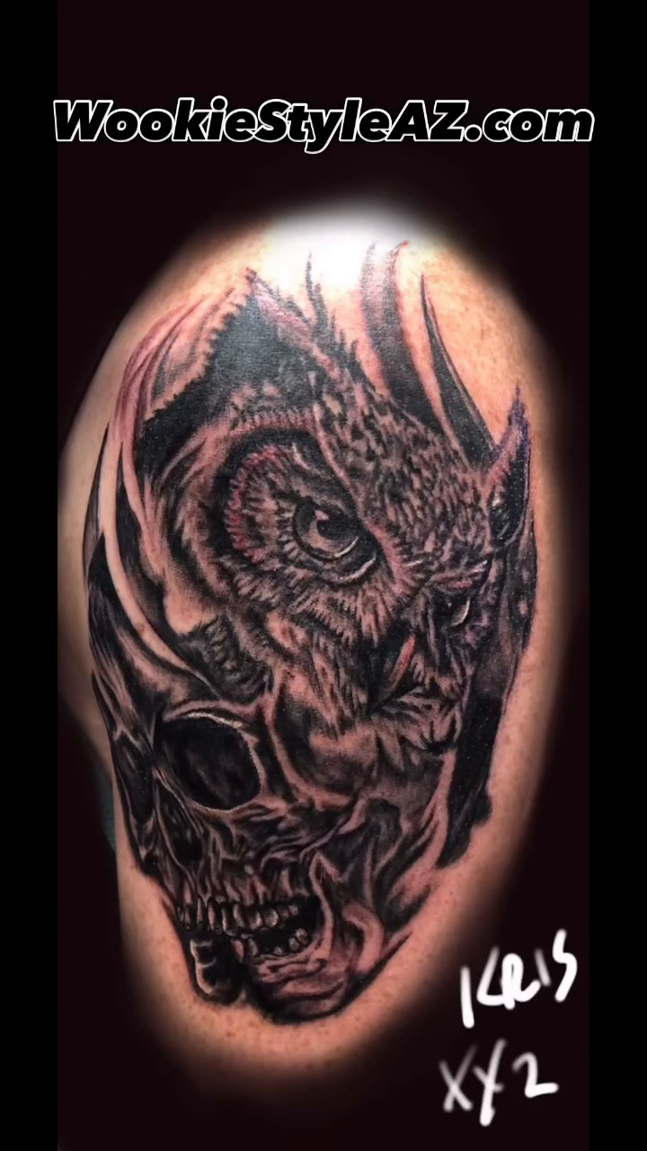 Tattoo by @scarsandsouvenirsaz — dark_realism, black_and_grey