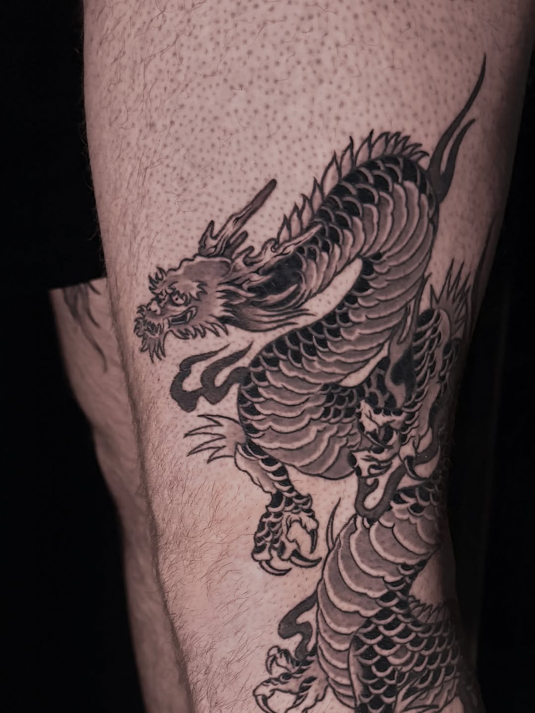 Tattoo by @hawkstattoo_ — japanese_irezumi, black_and_grey