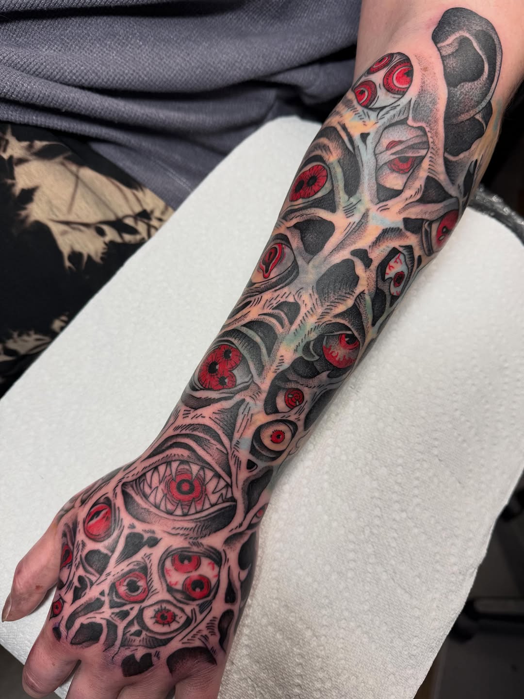 Tattoo by @rxr.dreadzilla — dark_realism, blackwork