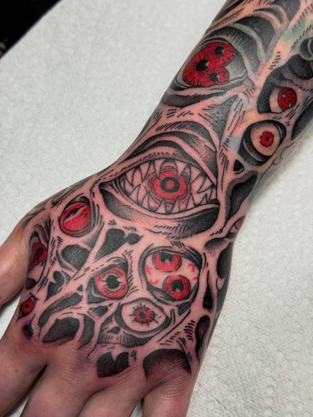 Tattoo by @rxr.dreadzilla — blackwork, anime