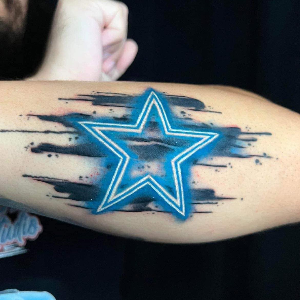 Dallas cowboys star American traditional tattoo on the forearm by Cuda