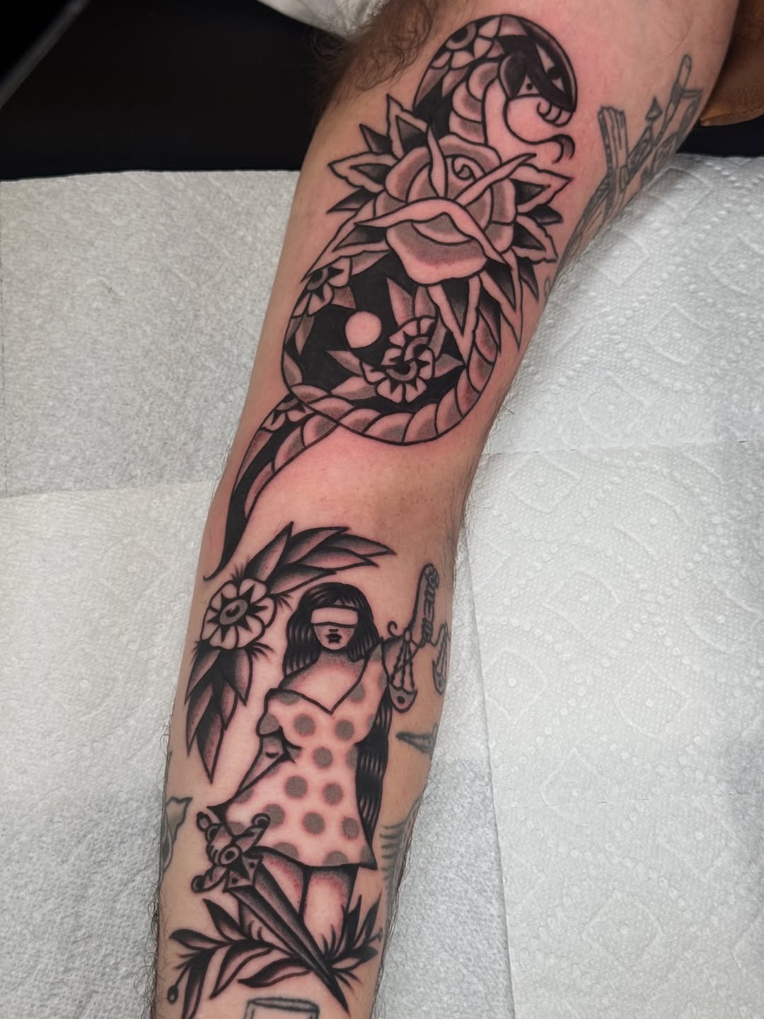Tattoo by @jojobentontattoo — american_traditional, black_and_grey