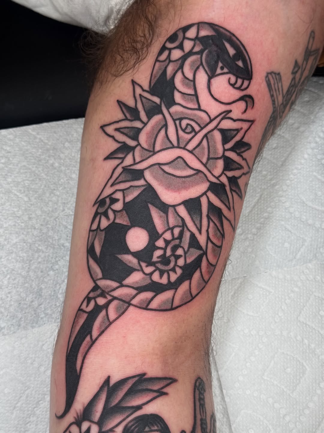 Tattoo by @jojobentontattoo — american_traditional, black_and_grey
