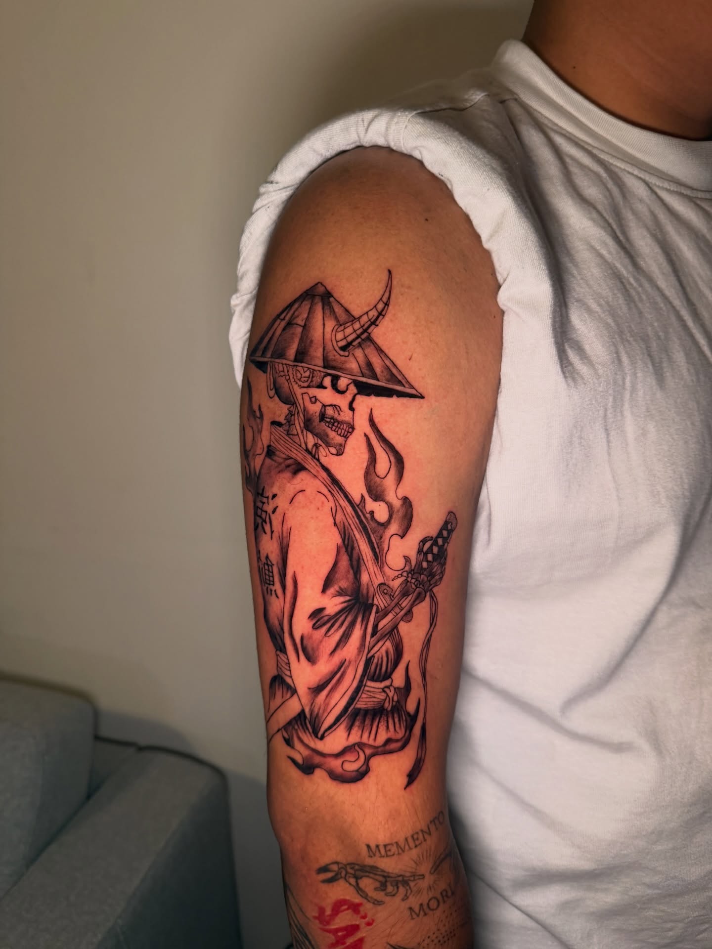 Samurai warrior japanese irezumi tattoo on the forearm by Sebastian martinez, Memphis, Tennessee