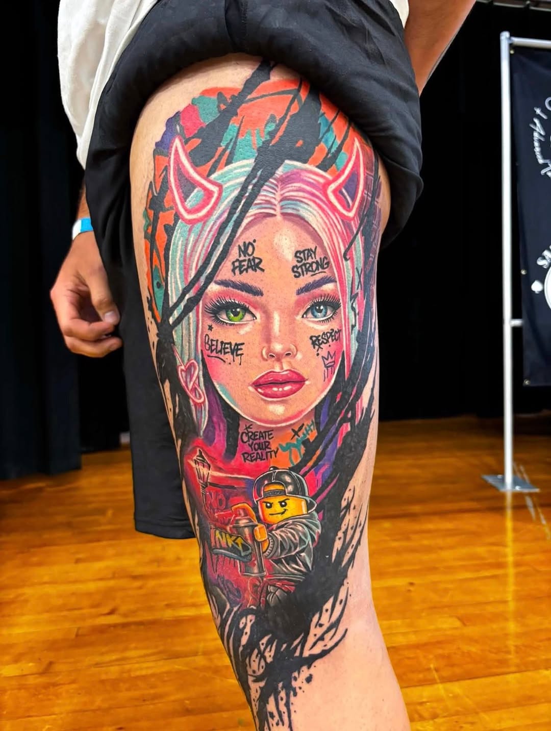 Tattoo by @zac_inkd — new_school, trash_polka