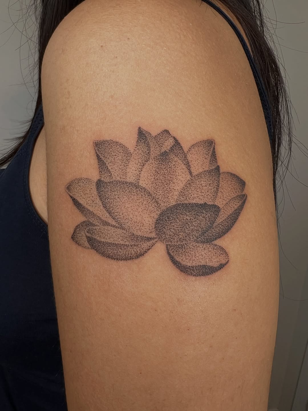 Tattoo by @thankyouforpoking — dotwork, black_and_grey