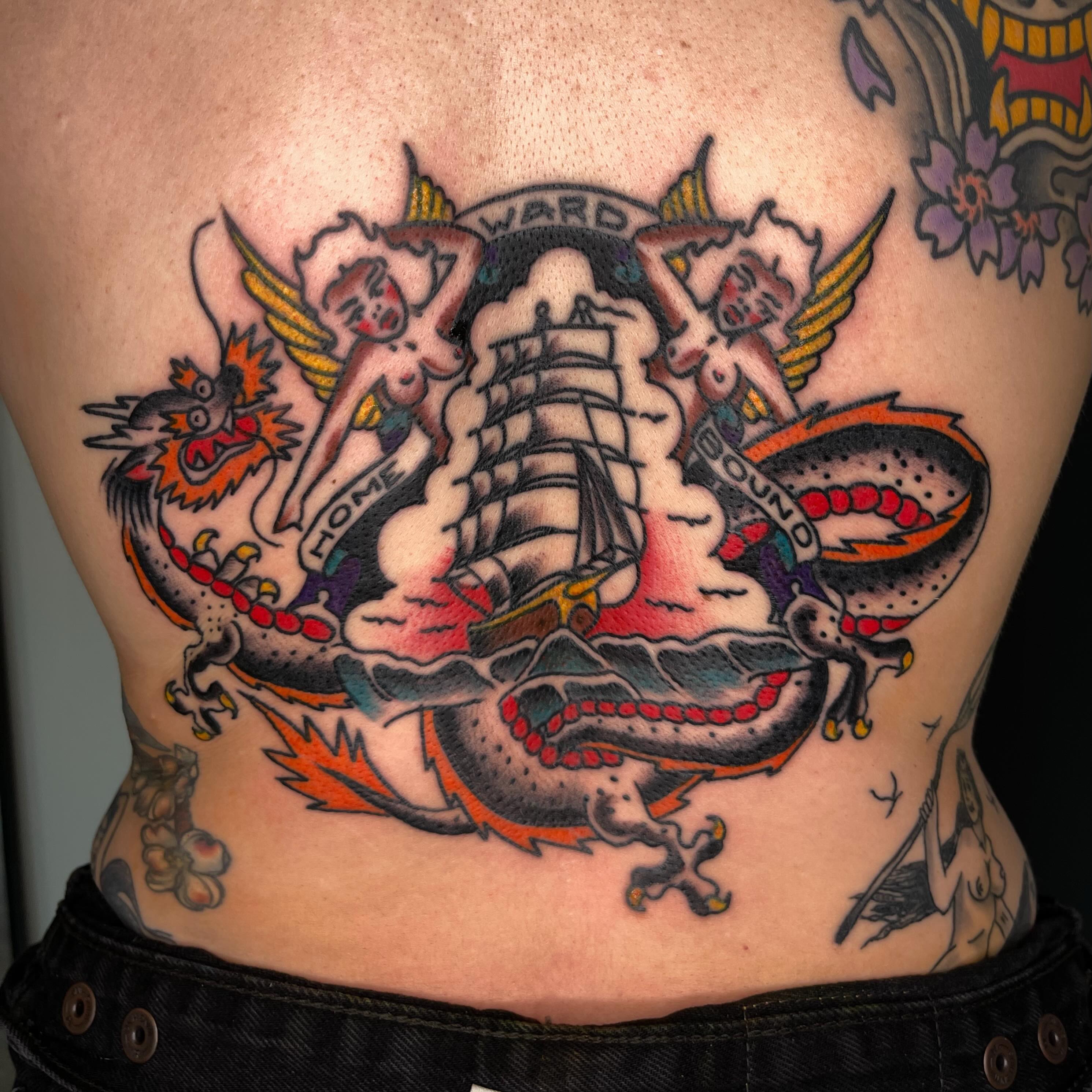 Tattoo by @goodtime_garrett — american_traditional, trash_polka