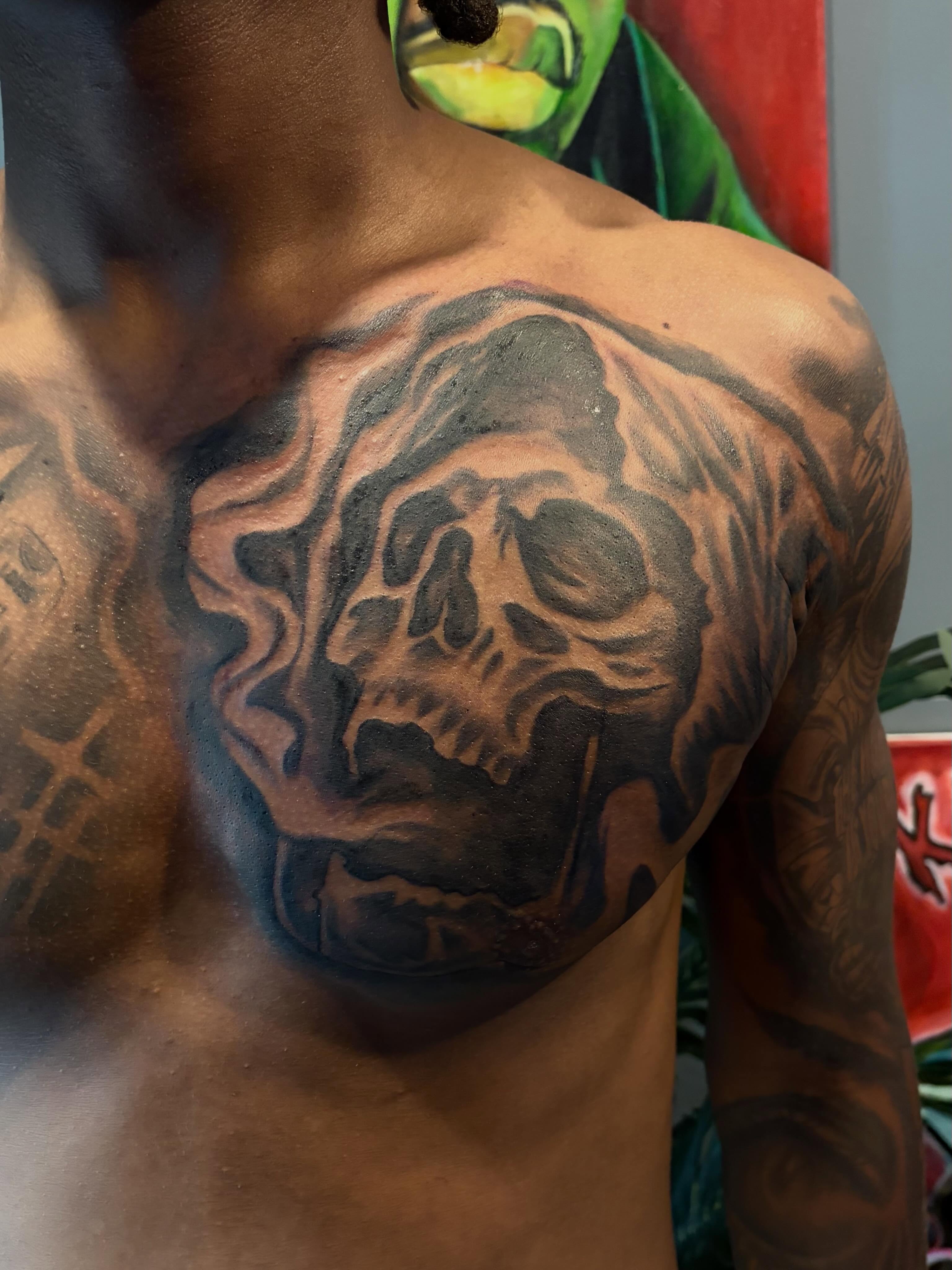 Tattoo by @artbychrisclark — black_and_grey