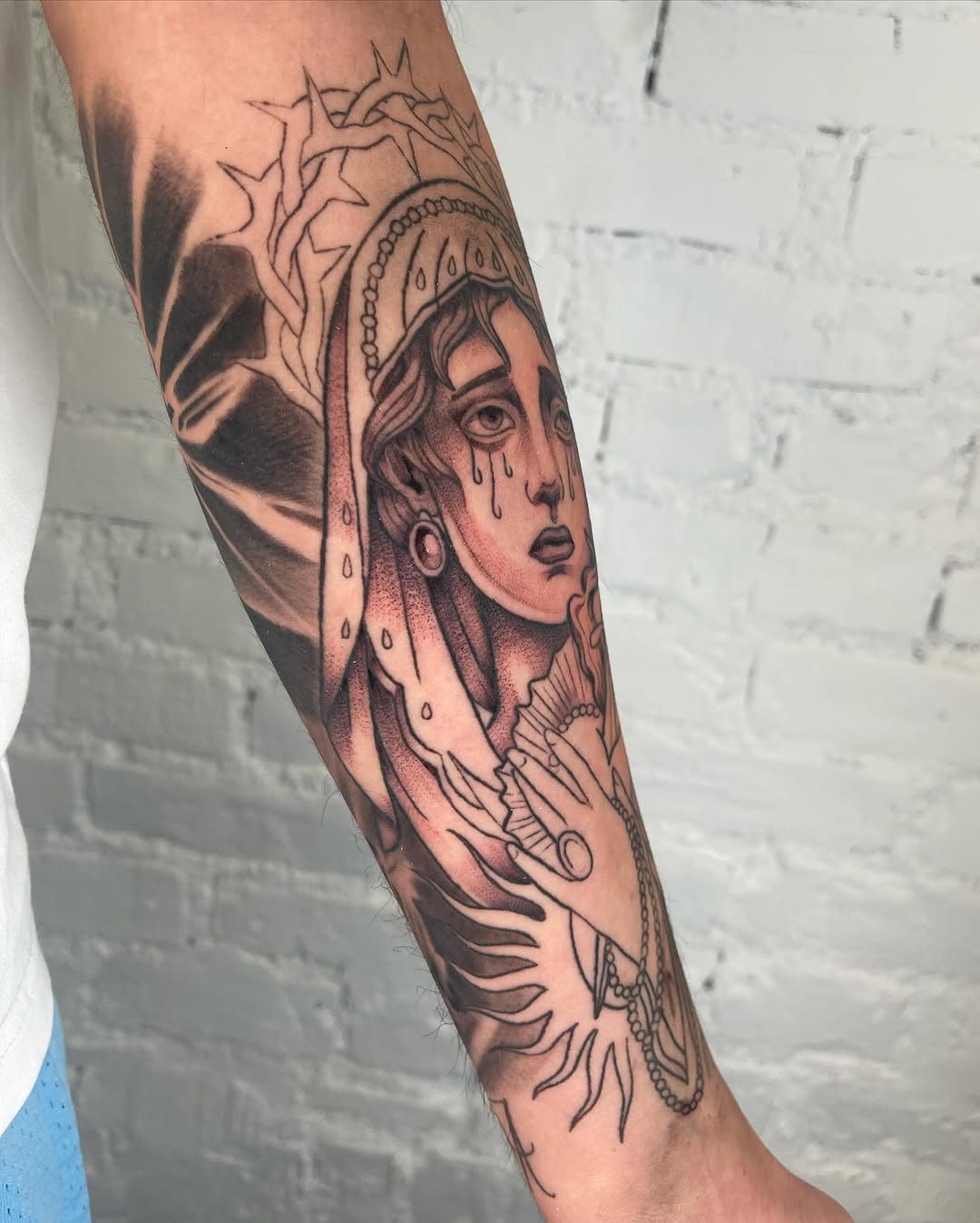 Tattoo by @authentics_nyc — black_and_grey, chicano