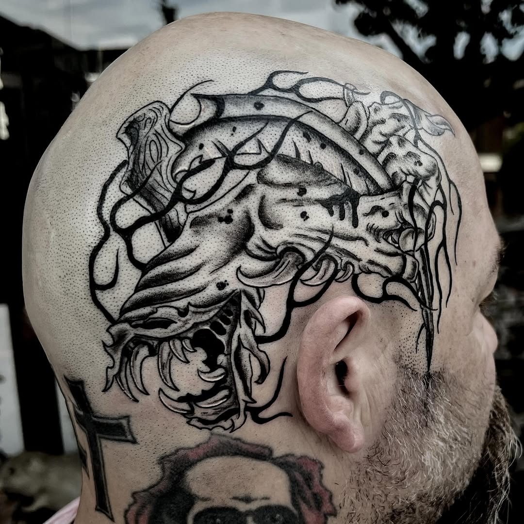 Tattoo by @joncrooktattoo — black_and_grey, dark_realism