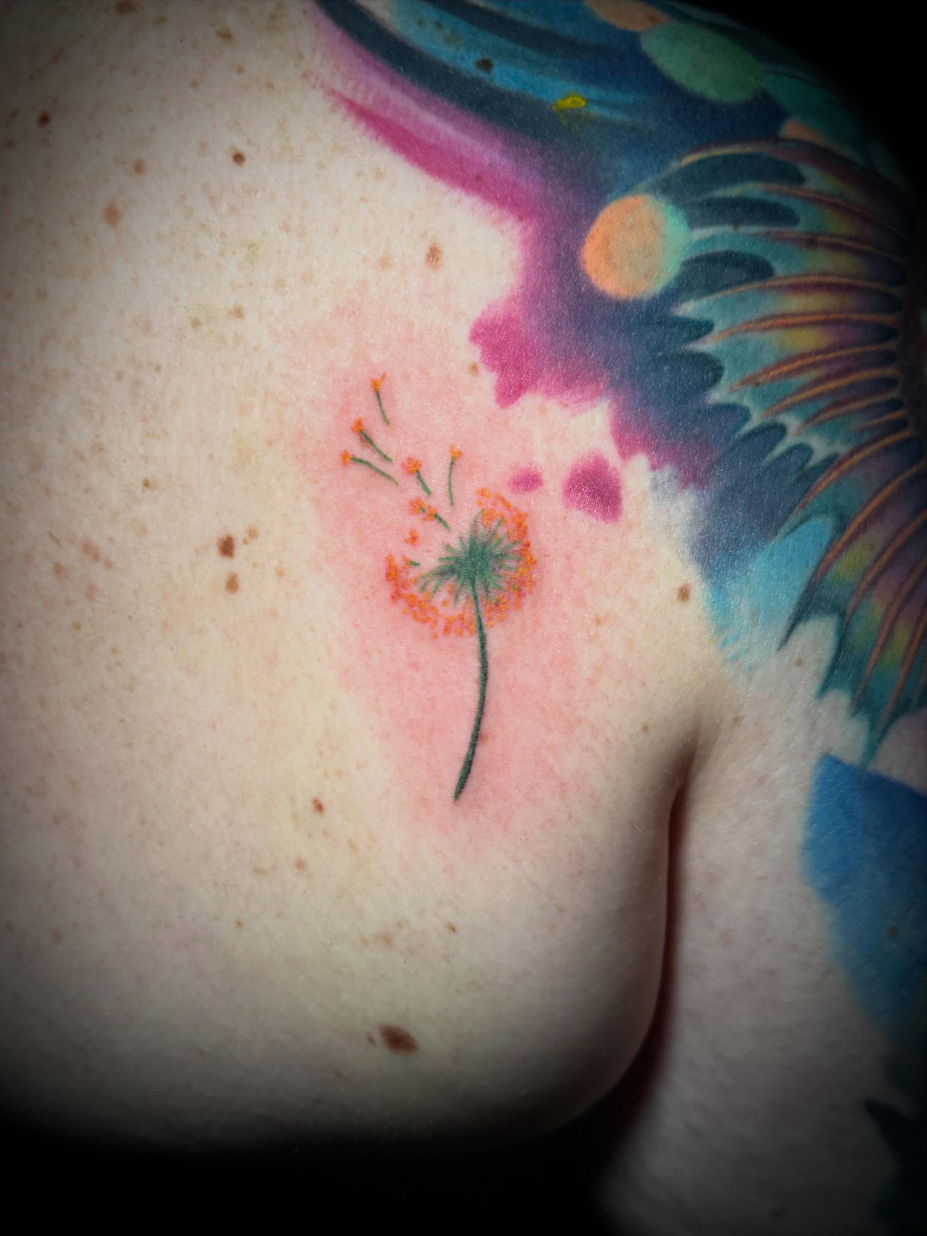 Dandelion dotwork tattoo on the shoulder by π΅ππππππ¦π€