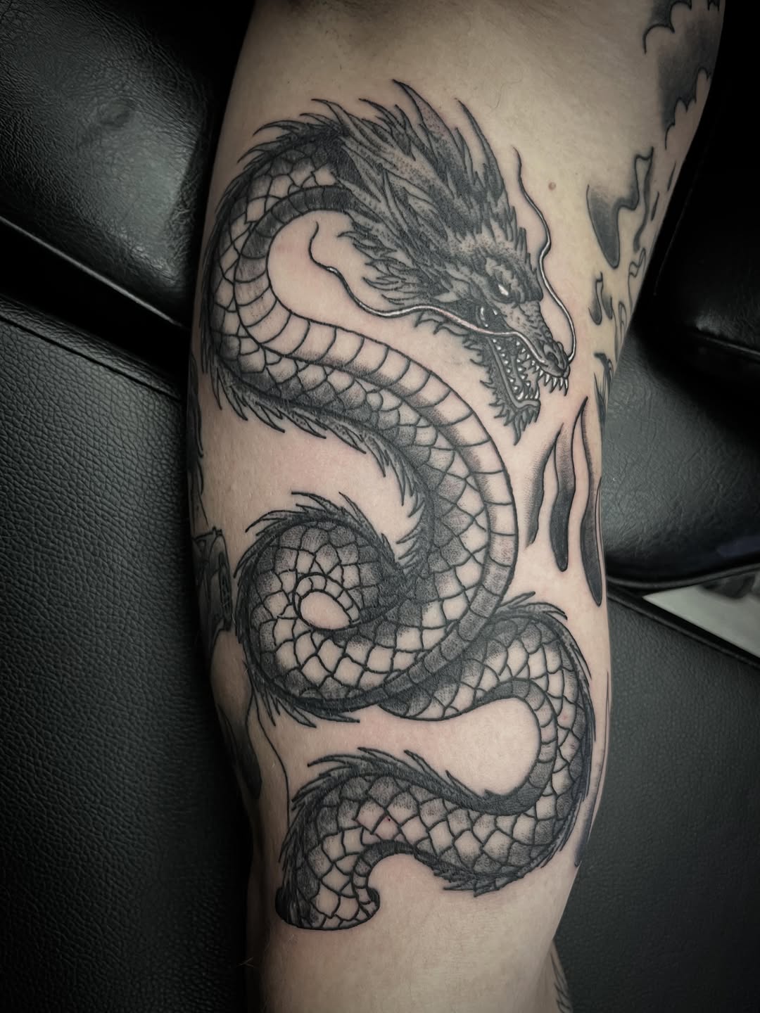Tattoo by @seangallaghertattoos — japanese_irezumi, black_and_grey