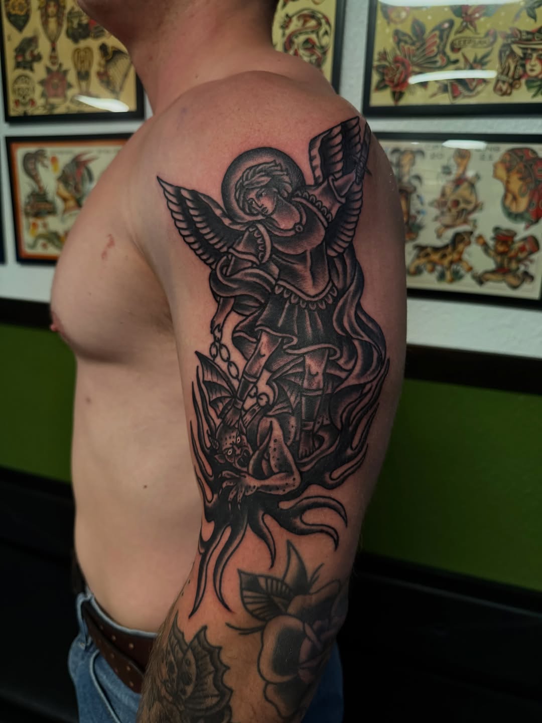 Tattoo by @tattoosbyging — american_traditional, black_and_grey