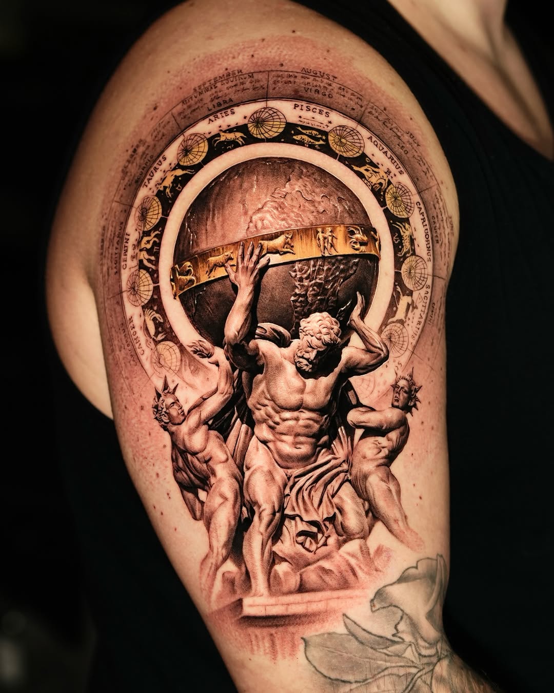 Surrealism tattoo on the shoulder by Gody