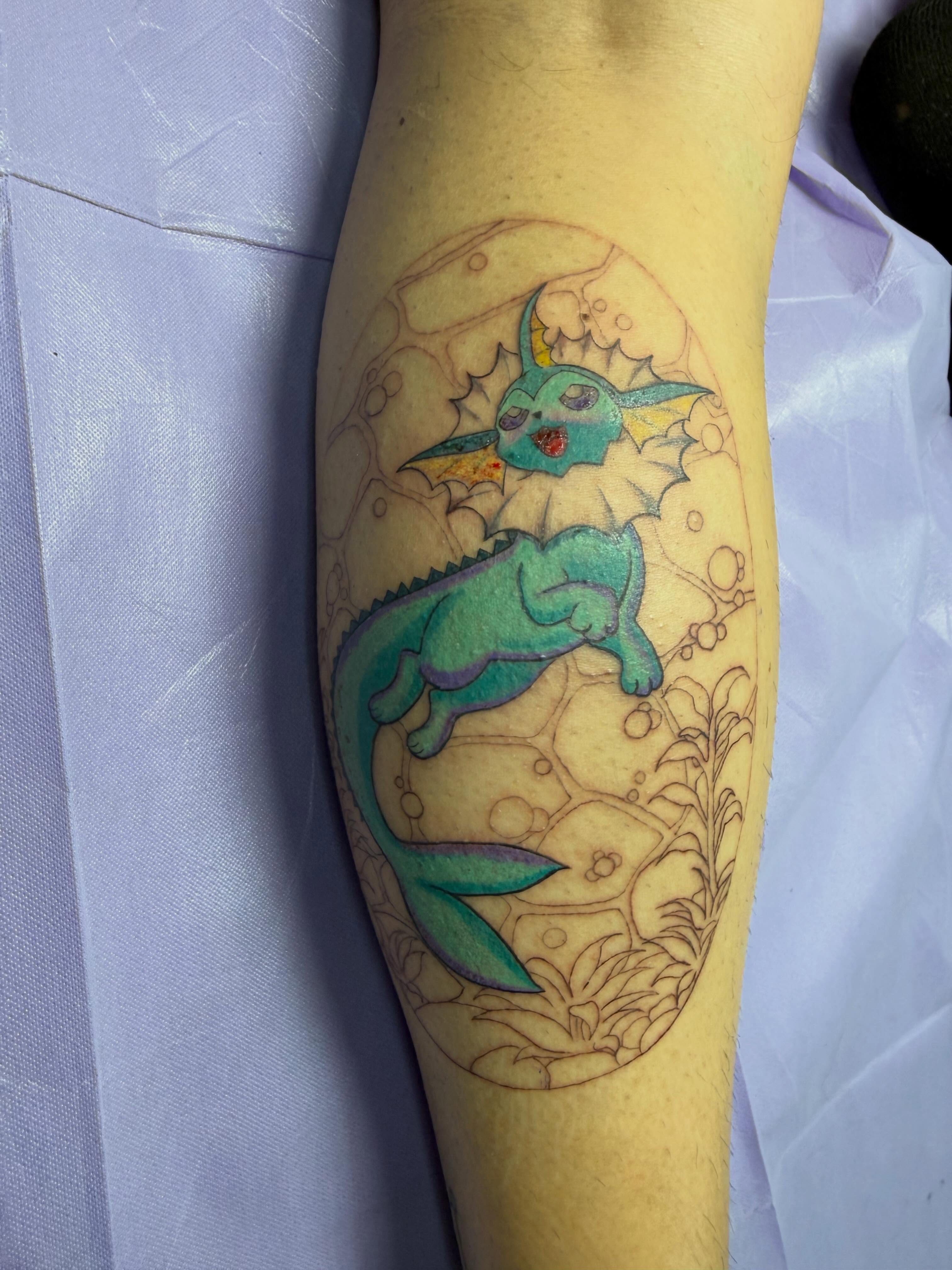 Tattoo by @azarathtattoos — dotwork, anime