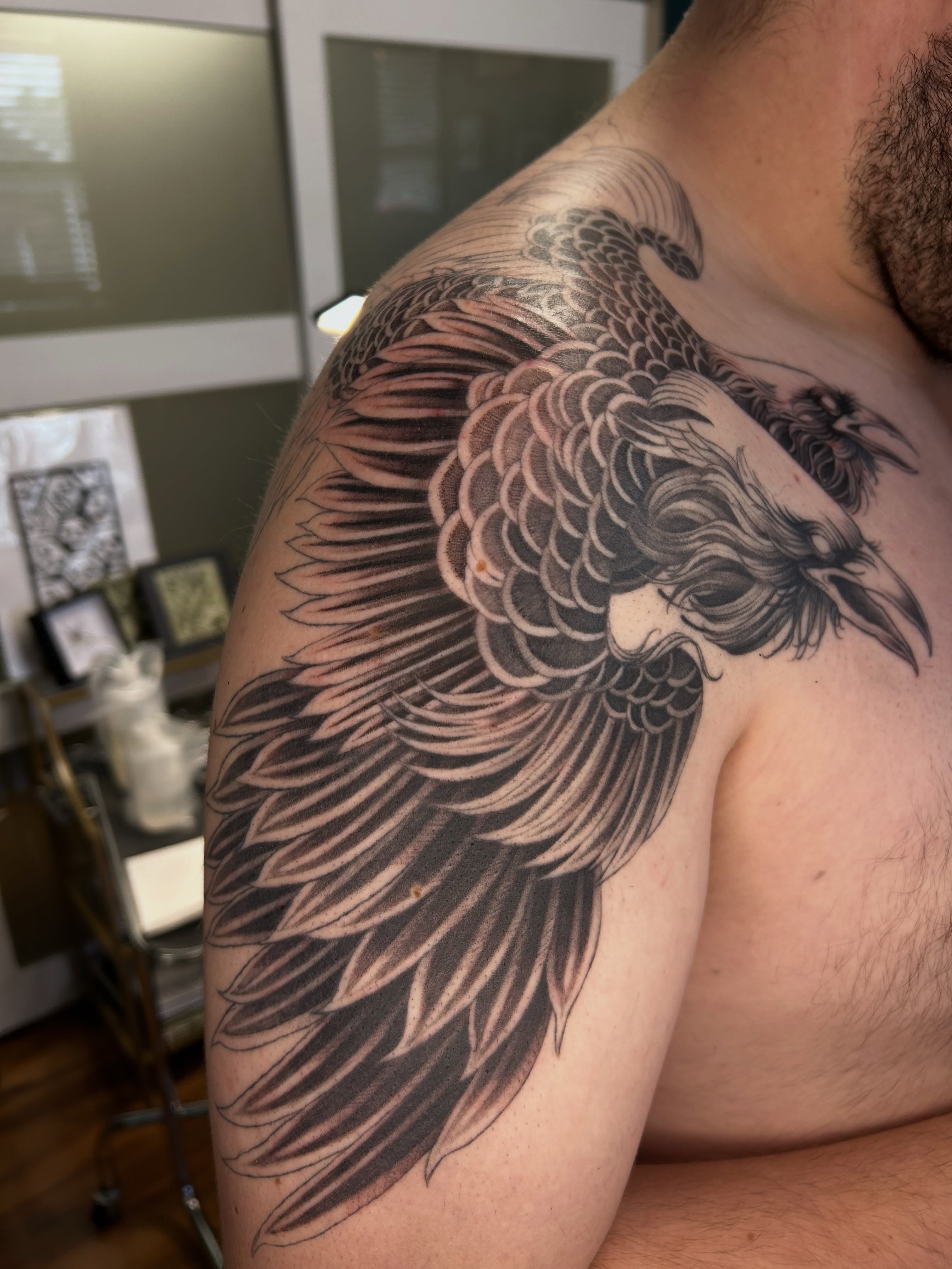 Tattoo by @thecursedmagus — black_and_grey
