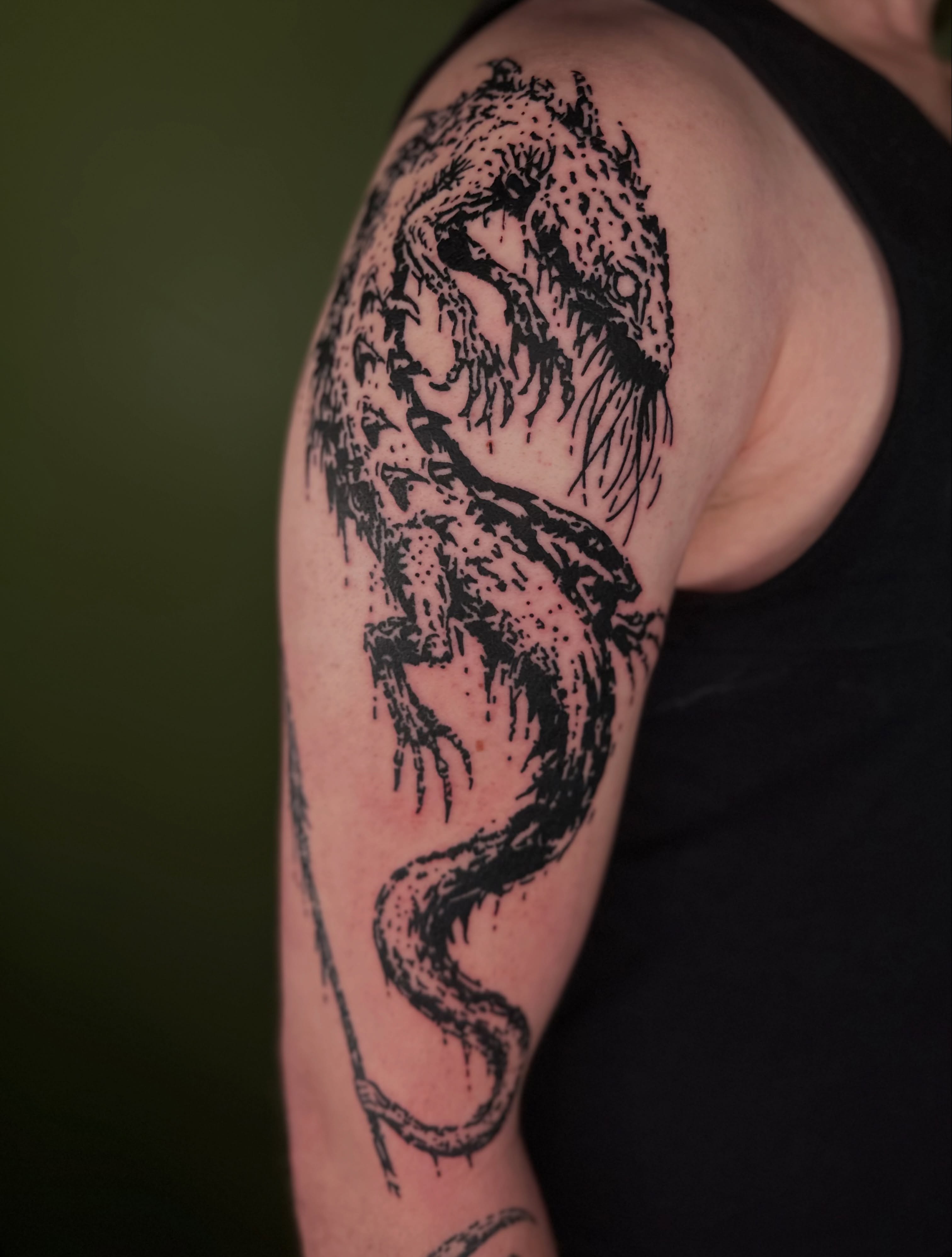 Tattoo by @tapiotats — dotwork, black_and_grey