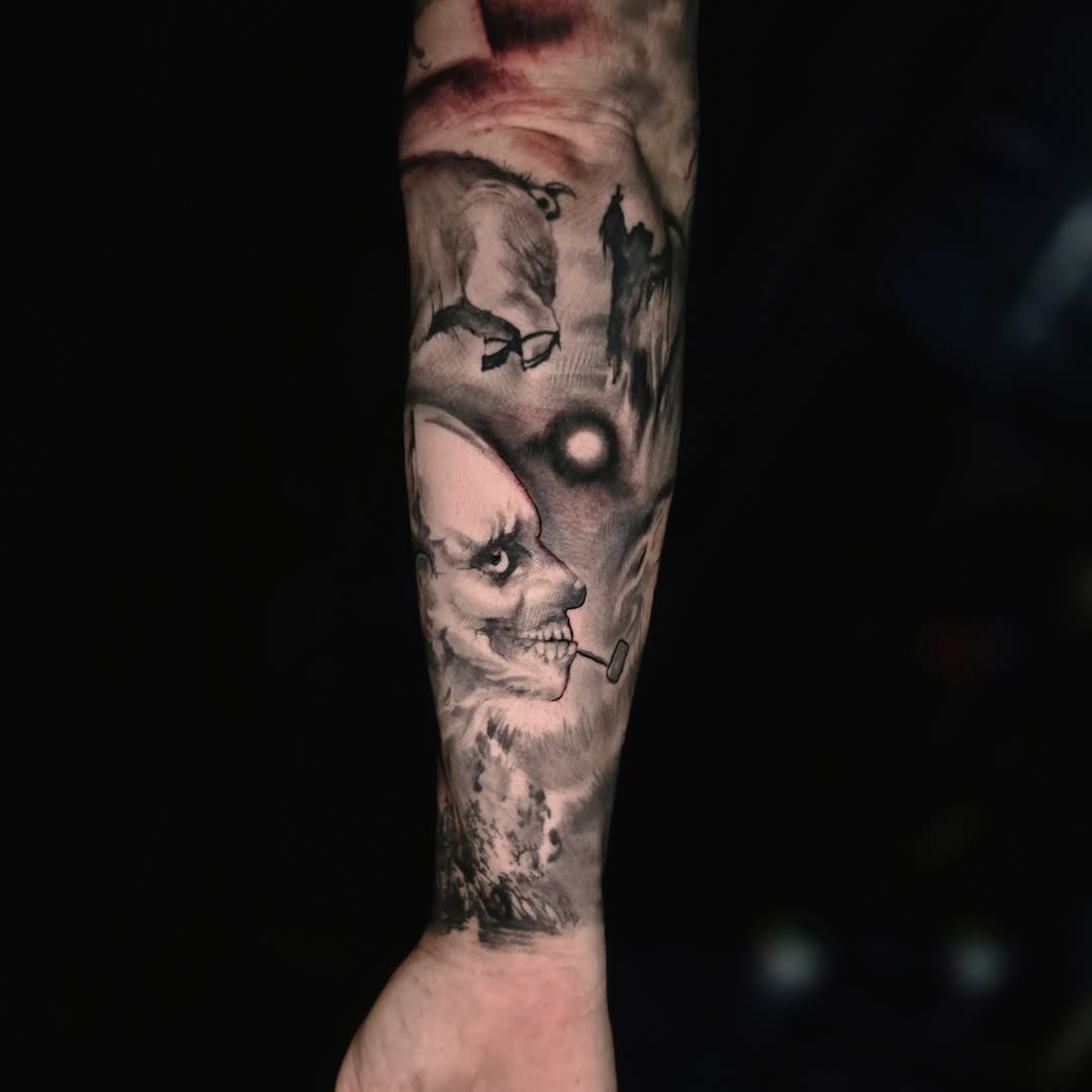 Tattoo by @drutattoo — dark_realism, black_and_grey