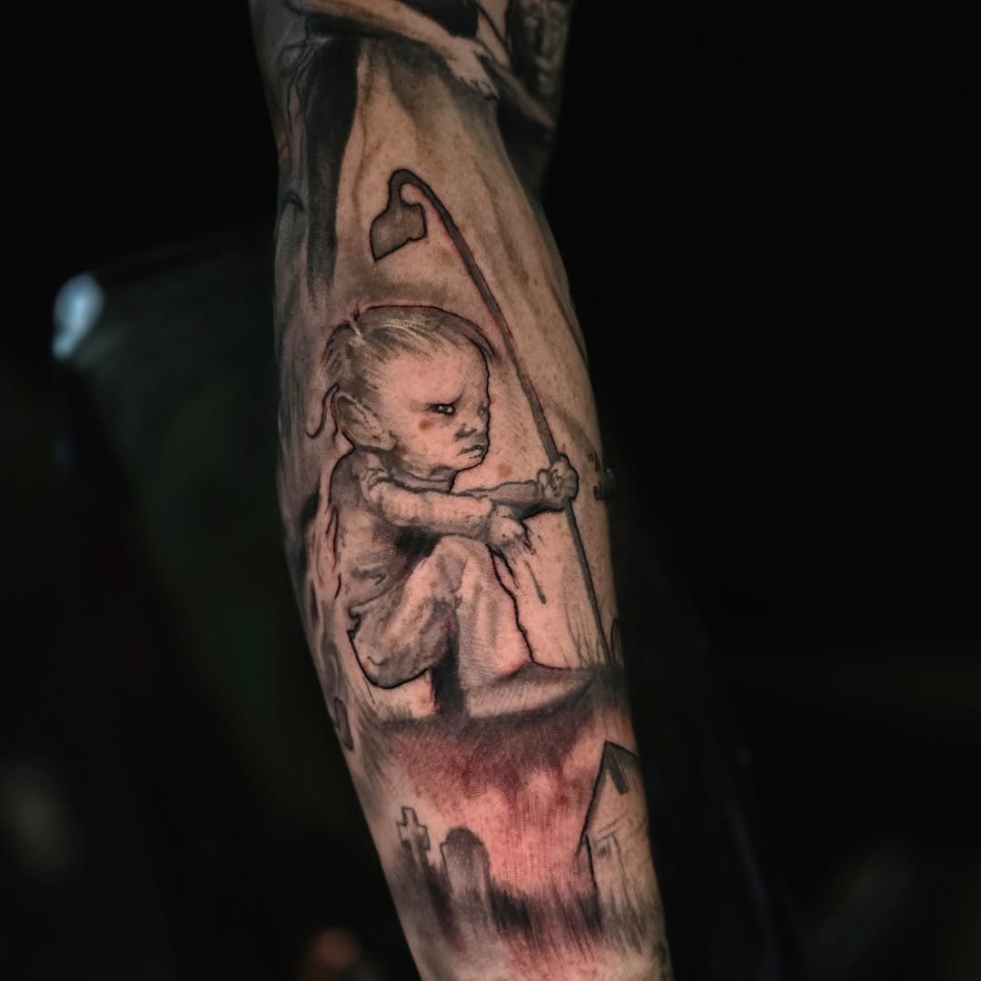 Tattoo by @drutattoo — dark_realism, black_and_grey