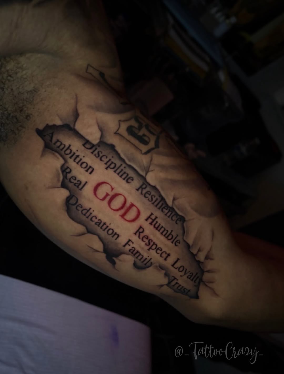 Tattoo by @_tattoocrazy_ — lettering_script, black_and_grey
