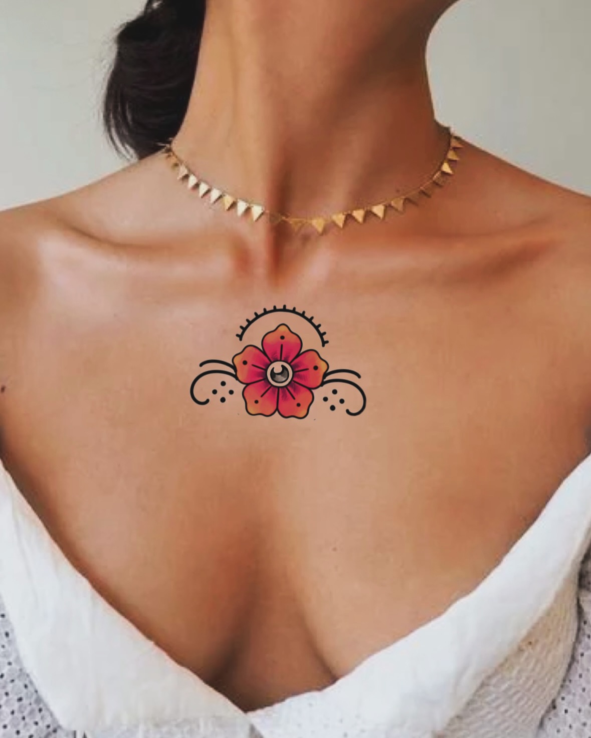 Flower Chicano tattoo on the chest by Andy Rowe- Tattoo Artist🦇