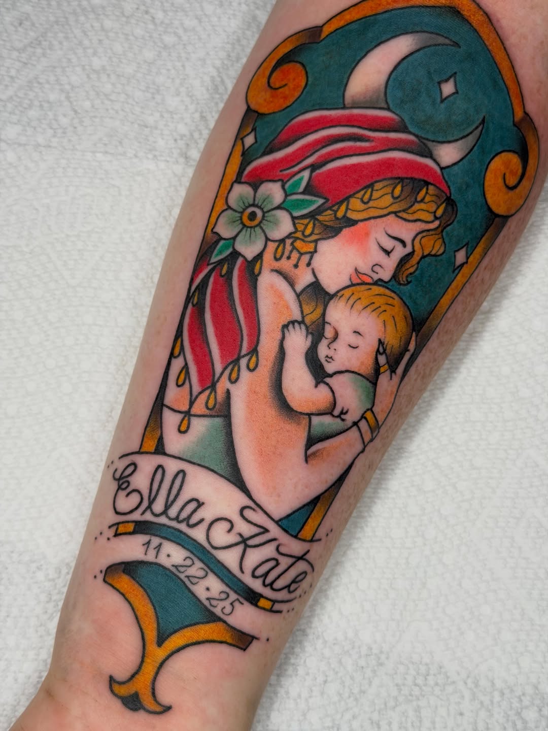 Tattoo by @aprilflowerstattoo โ american_traditional, lettering_script