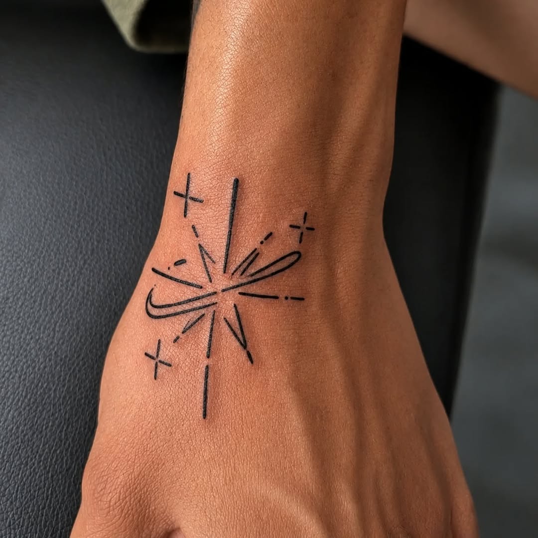 Starburst sketch tattoo on the forearm by 𝐁𝐮𝐧𝐧𝐲 𝐒𝐡𝐨𝐩 𝐓𝐚𝐭𝐳 𝐍 𝐂𝐮𝐭𝐳